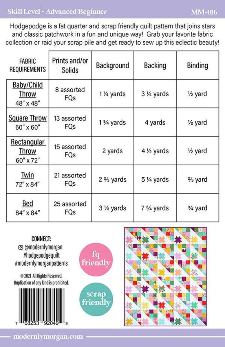 Hodgepodge Quilt Pattern Quilt Patterns – Quilting Books Patterns and  Notions